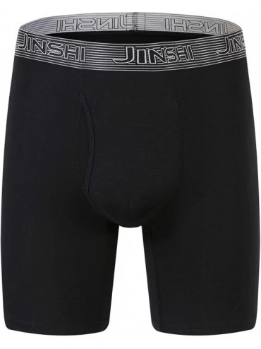 Boxer Briefs Men's Underwear Comfort Soft Bamboo Long Boxer Briefs - Mf412-black - CL18LRTO5AG $21.10