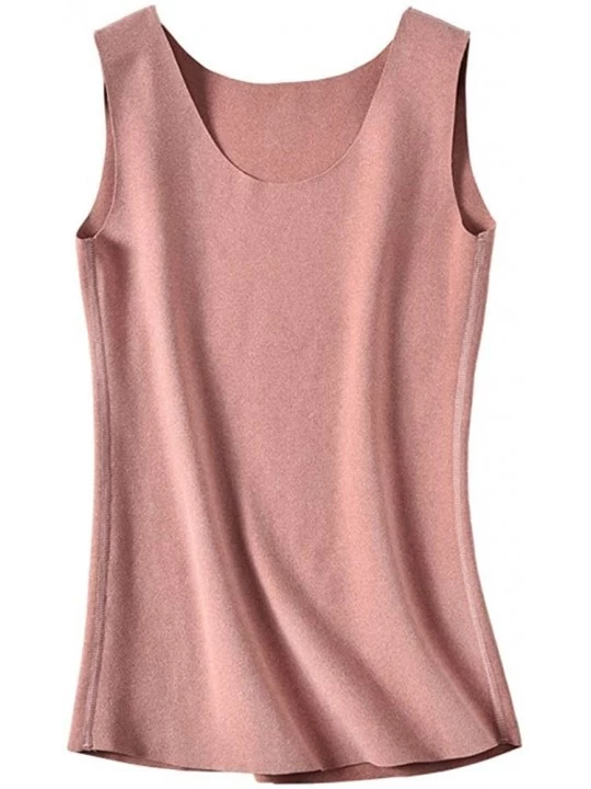 Thermal Underwear Women's Heated Thermal Vest Underwear Sleeveless Tank Top Vest T-Shirt - Nude Pink - CV194GQTLE6 $17.16