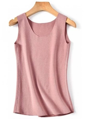 Thermal Underwear Women's Heated Thermal Vest Underwear Sleeveless Tank Top Vest T-Shirt - Nude Pink - CV194GQTLE6 $17.16