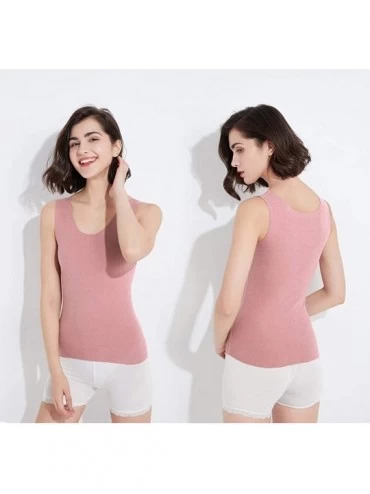 Thermal Underwear Women's Heated Thermal Vest Underwear Sleeveless Tank Top Vest T-Shirt - Nude Pink - CV194GQTLE6 $17.16