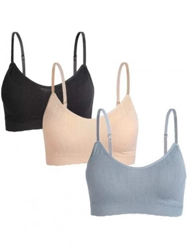 Camisoles & Tanks 3 Pieces Spaghetti Strap Tank Camisole Top Bra for Women Sports Yoga Sleeping - Black/Blue/Geige - CR19DLDL...