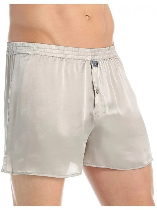 Boxers Hartman Men's Eco-Friendly 100% Silk Charmeuse Boxer 791015 - Platinum - CK121ODXVY5 $30.64