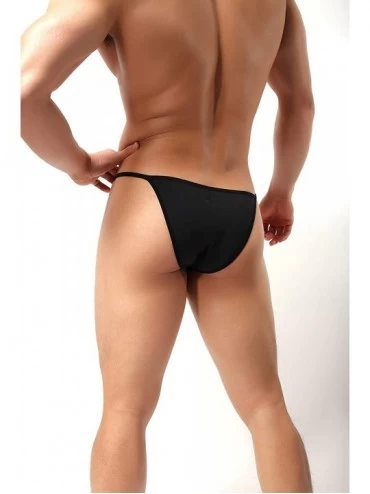 G-Strings & Thongs Men's Modal Low Waist Bikini Briefs Brazilian Cut Bulge Underwear - Black - CN19C265Q7G $14.34