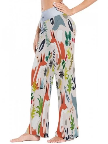 Bottoms Colorful Fox Palm Tree Leaf Women's Pajama Lounge Pants Casual Stretch Pants Wide Leg - C519D45GOX5 $27.07