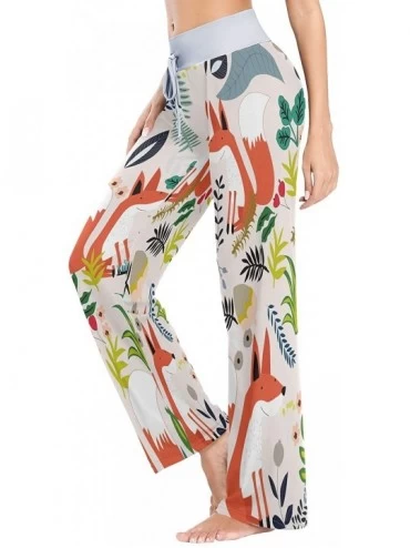 Bottoms Colorful Fox Palm Tree Leaf Women's Pajama Lounge Pants Casual Stretch Pants Wide Leg - C519D45GOX5 $27.07