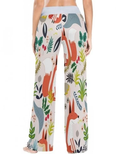 Bottoms Colorful Fox Palm Tree Leaf Women's Pajama Lounge Pants Casual Stretch Pants Wide Leg - C519D45GOX5 $27.07