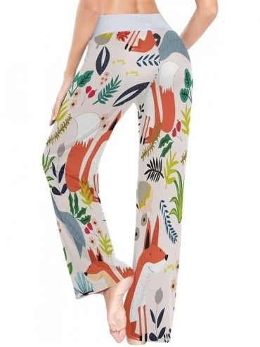 Bottoms Colorful Fox Palm Tree Leaf Women's Pajama Lounge Pants Casual Stretch Pants Wide Leg - C519D45GOX5 $27.07