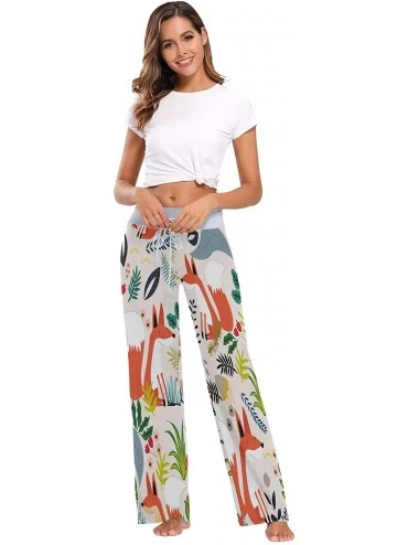 Bottoms Colorful Fox Palm Tree Leaf Women's Pajama Lounge Pants Casual Stretch Pants Wide Leg - C519D45GOX5 $27.07