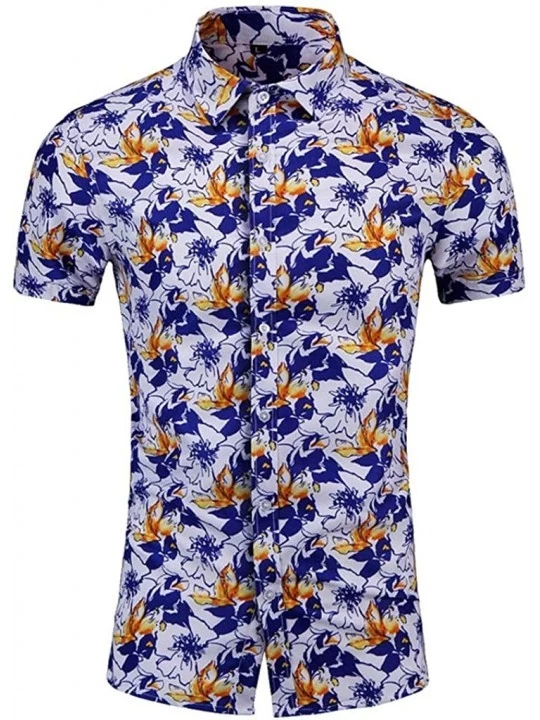 Trunks Men's Fashion Leisure Digital Print Stitching Shirt T-Shirt Blouse - Orange - CV195Q8G8DU $20.70