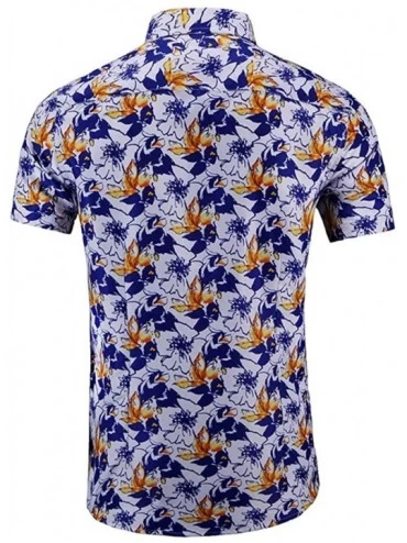 Trunks Men's Fashion Leisure Digital Print Stitching Shirt T-Shirt Blouse - Orange - CV195Q8G8DU $20.70