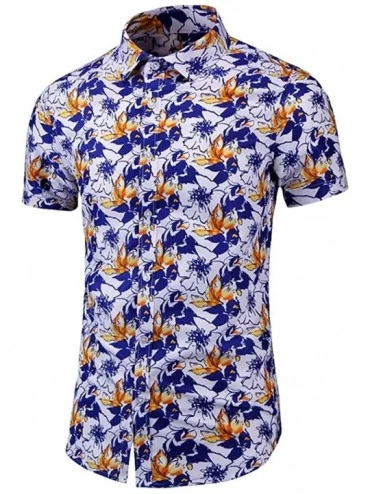 Trunks Men's Fashion Leisure Digital Print Stitching Shirt T-Shirt Blouse - Orange - CV195Q8G8DU $20.70