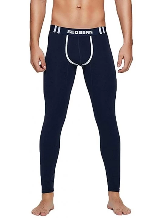 Thermal Underwear Men's Compression Pants Thermal Underwear Bottoms Lightweight Sport Fitness Baselayer Legging - Navy - CO19...