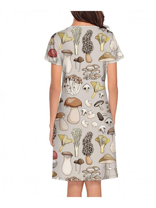 Womens Sleepwear Rainbow Mushroom Summer Nightgown Plaid Nightshirt T ...