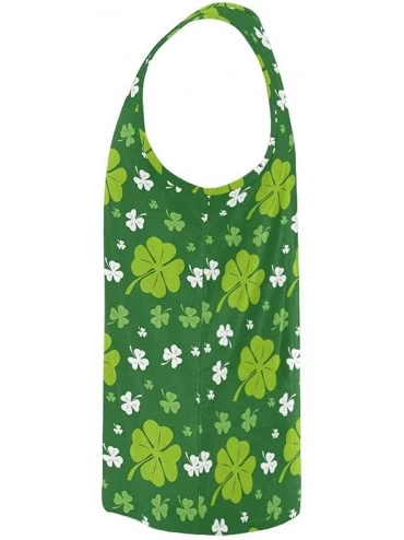 Undershirts Men's Muscle Gym Workout Training Sleeveless Tank Top Green Leaf Floral Clover - Multi1 - CD19COYEXE9 $31.24