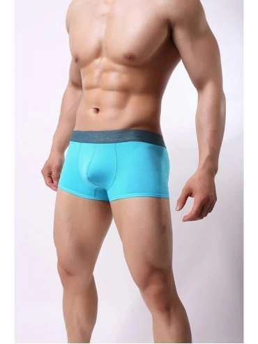 Boxer Briefs Men's Silky Boxer Briefs Short Leg Mesh Breathable Underwear - Blue - CC1982ZIW2N $11.15