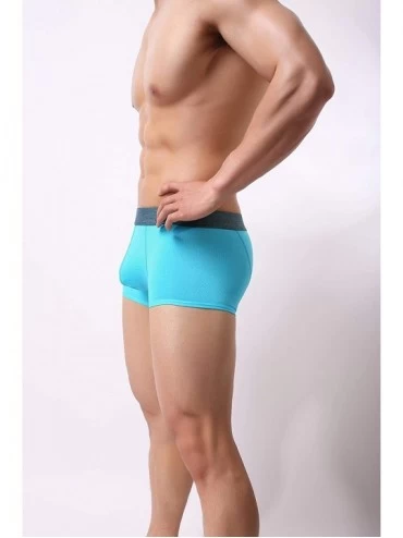 Boxer Briefs Men's Silky Boxer Briefs Short Leg Mesh Breathable Underwear - Blue - CC1982ZIW2N $11.15