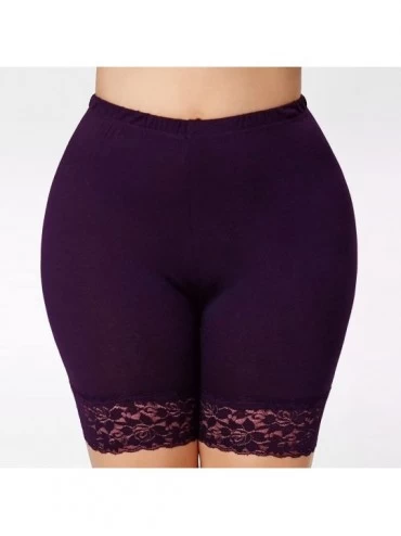 Shapewear Lace Shorts Underwear Yoga Shorts Stretch Safety Short Leggings Plus Size Undershorts for Women Girls - Purple - CW...