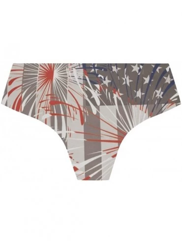 Panties Women Funny Briefs Retro Puerto Rico Flag Soft Invisible Seamless Underwear Panties - Patriotic Fireworks Flag - CX18...