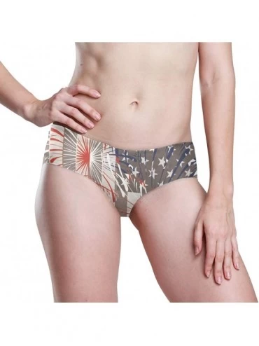 Panties Women Funny Briefs Retro Puerto Rico Flag Soft Invisible Seamless Underwear Panties - Patriotic Fireworks Flag - CX18...