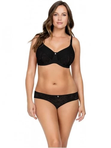 Bras Women's Full Bust Supportive Full Coverage Unlined Minimizer P5272 - Black - CR18GC4TT74 $51.31