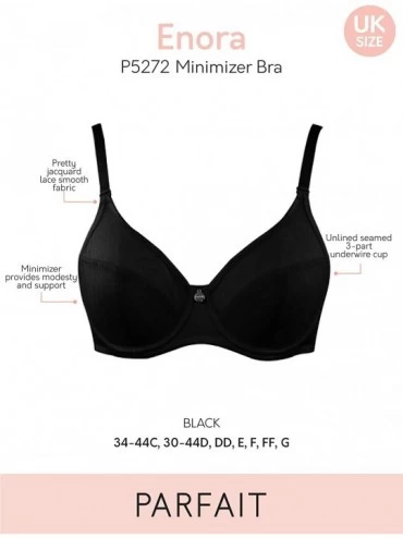 Bras Women's Full Bust Supportive Full Coverage Unlined Minimizer P5272 - Black - CR18GC4TT74 $51.31