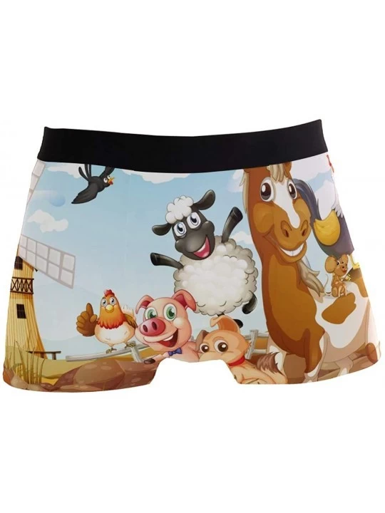 Boxer Briefs Cartoon Farm Animals Men's Underwear Soft Polyester Boxer Brief for Men Adult Teen Children Kids S - Multicolore...