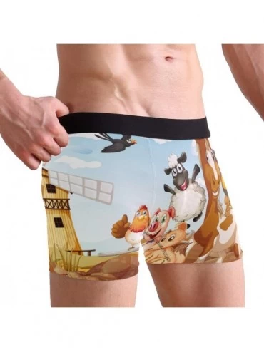 Boxer Briefs Cartoon Farm Animals Men's Underwear Soft Polyester Boxer Brief for Men Adult Teen Children Kids S - Multicolore...