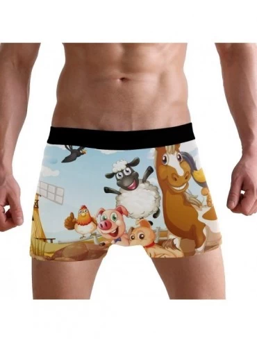 Boxer Briefs Cartoon Farm Animals Men's Underwear Soft Polyester Boxer Brief for Men Adult Teen Children Kids S - Multicolore...