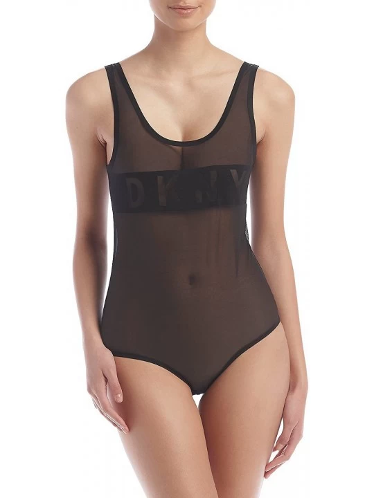 Shapewear Women's Blocked Logo Bodysuit - Black - CW12NA4T4MJ $35.00