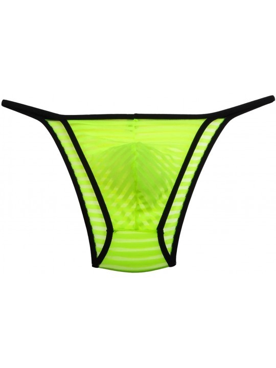 Men's See Through Cheeky Briefs Underwear Sexy Stripe Mesh String ...