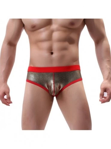 Boxer Briefs Men's Thongs Underwear Low Waist Boxer Briefs Bikini Bulge Enhancing Sexy Black Gold - Gold - C81974WUKIL $18.67