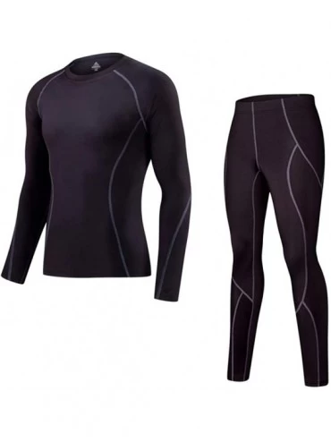 Thermal Underwear Mens Thermal Underwear Suit Winter Warm Stretchy Base Layer Compression Long Johns Set - CV192KRRDAH $38.20