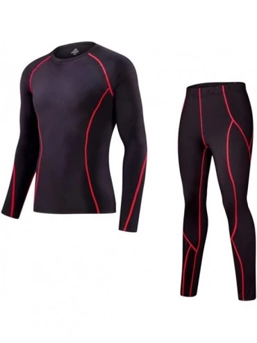 Thermal Underwear Mens Thermal Underwear Suit Winter Warm Stretchy Base Layer Compression Long Johns Set - CV192KRRDAH $38.20