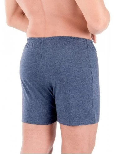 Boxers Men's Elasticized Loose Boxer Shorts Made from 100% Organic Cotton (Melange Grey) - Melange Blue - CH18G0LQQ5I $16.06