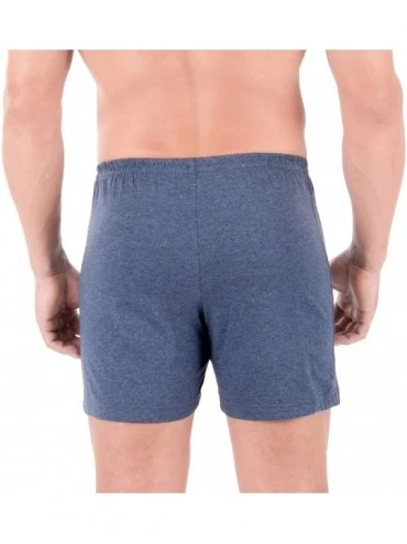 Boxers Men's Elasticized Loose Boxer Shorts Made from 100% Organic Cotton (Melange Grey) - Melange Blue - CH18G0LQQ5I $16.06