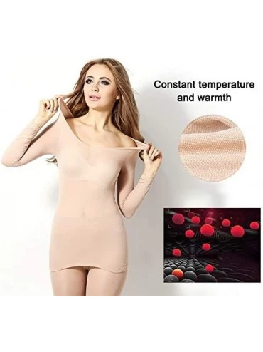 Thermal Underwear Long Sleeve Thermal Underwear Seamless Elastic Thermals Inner Wear Solid Color Warm Slim Underwear for Wint...