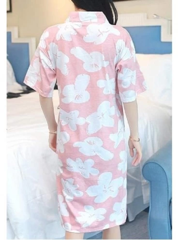 Nightgowns & Sleepshirts Women Lounger Plus-Size Cotton Nightwear Printing Kimono Sleepwear - As3 - CO19E70L5MC $18.51
