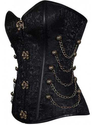 Bustiers & Corsets Women's&Ladies Fashion Waist Cincher Spiral Steel Boned Steampunk Gothic Bustier Corset Chains - Buckle Bl...