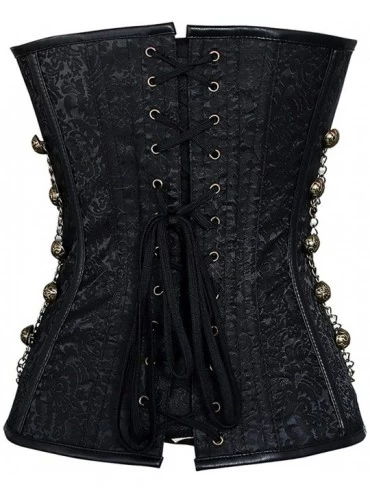 Bustiers & Corsets Women's&Ladies Fashion Waist Cincher Spiral Steel Boned Steampunk Gothic Bustier Corset Chains - Buckle Bl...