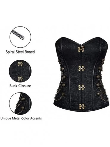 Bustiers & Corsets Women's&Ladies Fashion Waist Cincher Spiral Steel Boned Steampunk Gothic Bustier Corset Chains - Buckle Bl...