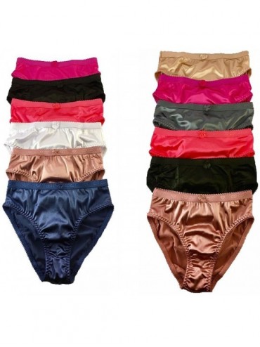 Panties 6 Pack Satin Shine Full Coverage Women's Panties Smooth Soft Nylon - C817XE5IIWC $26.78