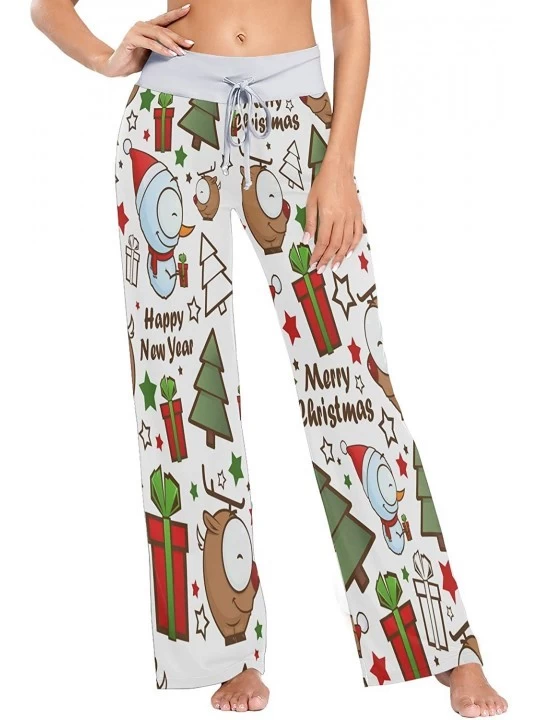 Bottoms Christmas Snowman Starfish Pine Tree Bird Women's Pajama Lounge Pants Casual Stretch Pants Wide Leg - CZ19D467NEX $24.75