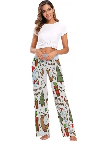 Bottoms Christmas Snowman Starfish Pine Tree Bird Women's Pajama Lounge Pants Casual Stretch Pants Wide Leg - CZ19D467NEX $24.75