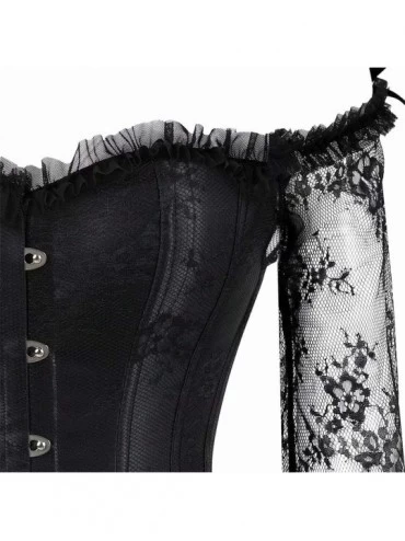 Bustiers & Corsets Corsets for Women Overbust Bustier Top Gothic Sexy Shoulder with Straps - 8127black - CG18NKC3NWM $27.31