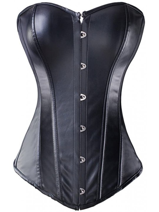 All Black Overbust Boned Goth Steampunk Corset Waist Traning Shaper 