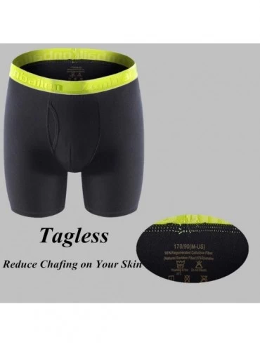 Boxer Briefs Mens Underwear Bamboo Big and Tall Long Leg Boxer Briefs Men Pack M L XL XXL 3XL - 4-black - CE18ULSO3HT $25.33