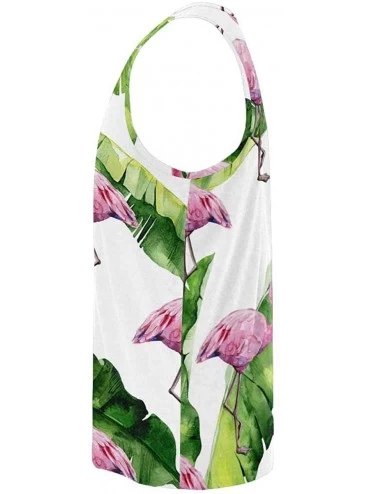 Undershirts Men's Muscle Gym Workout Training Sleeveless Tank Top Pink Flamingo Peony Flowers - Multi4 - CH19DW743UR $30.05