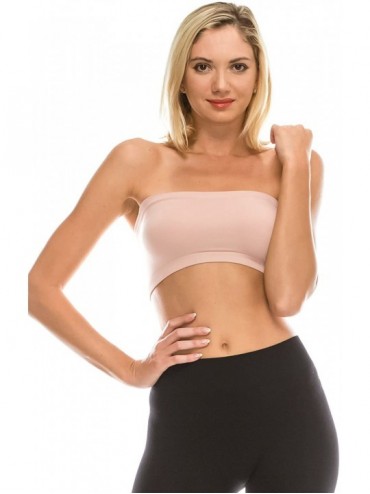 Camisoles & Tanks Seamless Bandeau Tube top - UV Protective Fabric- Rated UPF 50+ (Non-Padded) -Made in USA - Dusty Pink - CV...