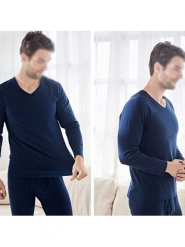 Thermal Underwear Men Thermal Underwear Set- No Trace Soft Velvet Fabric- Warm Long Sleeve Shirt and Long Johns-blackgrayV-Ne...