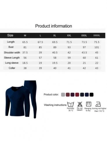 Thermal Underwear Men Thermal Underwear Set- No Trace Soft Velvet Fabric- Warm Long Sleeve Shirt and Long Johns-blackgrayV-Ne...